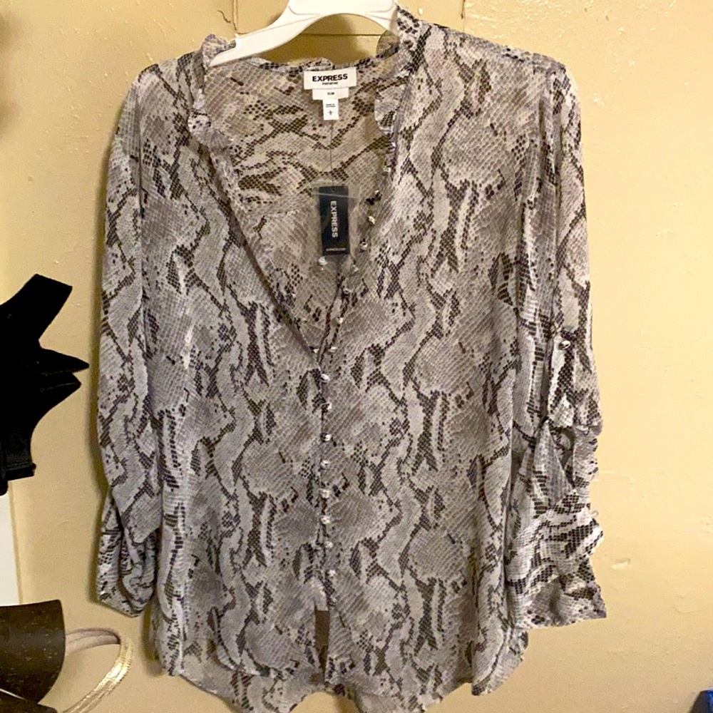 Express Portofino Snake print sheer blouse